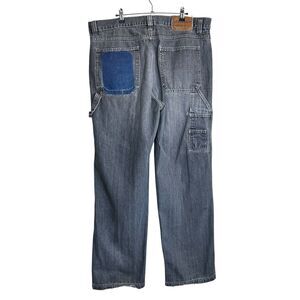 Vintage Platinum Fubu Jeans Mens 40x34 Baggy Gray Y2K 90s Straight Leg Patchwork